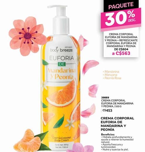 Crema corporal mandarina y peonía 500ml
